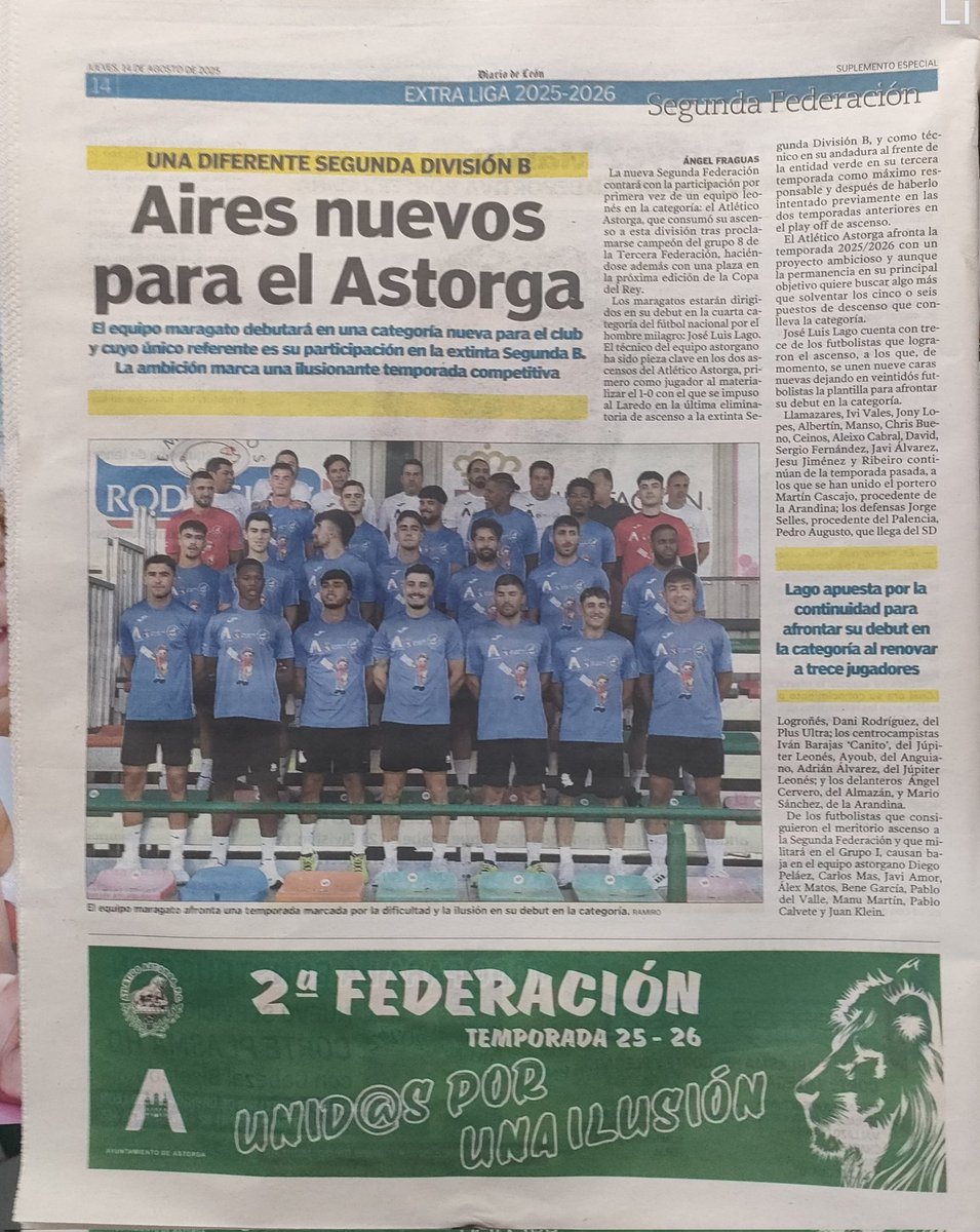 ElKioscodeMarce's tweet image. Por tercera temporada seguida somos orgullosos patrocinadores del @AtleticoAstorga con las camisetas de calentamiento de cada jornada de la 2 @LigasRfef y en los partidos que juegue en la @copadelreyRFEF_

Echas en el @Ciberastor y puestas a la venta en @ElKioscodeMarce