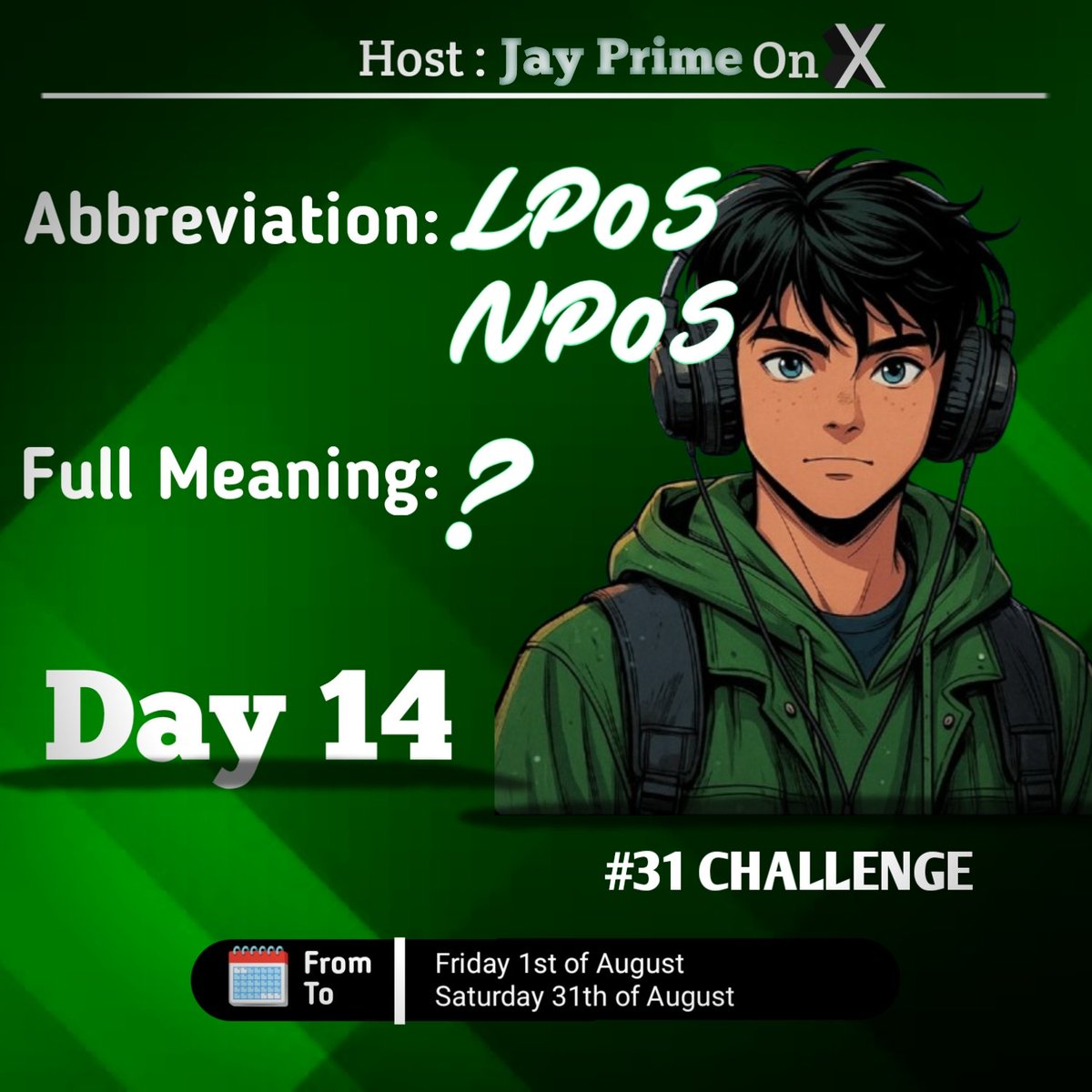 Jay_Prime001's tweet photo. Not too late
🌞 GM CT 🌞
Day 14 of the #31Challenge and we’re just warming up 🔥
Jay Prime:-
LPoS – Leased Proof of Stake
NPoS – Nominated Proof of Stake
Now you know. Pass it on. 📲
#LpoS #NPOS #ChallengeAccepted https://t.co/6r4RtaW2DY