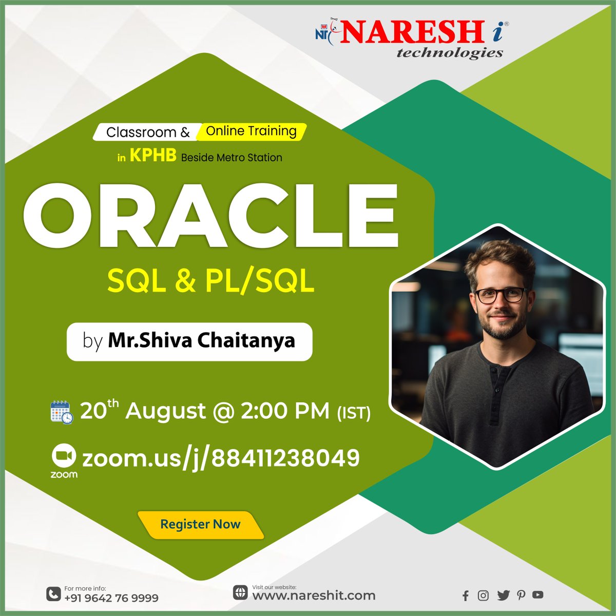 nareshitech's tweet image. 💻 Master Oracle SQL & PL/SQL 📊
Registration Link: t.ly/Oracle-20AU
By: Mr. Shiva Chaitanya
📅 Starts: 20th August 2025🕑 Time: 2:00 PM (IST)
#OracleTraining #SQLTraining #PLSQL #DatabaseDevelopment #NareshIT #KPHBTraining #SQLClasses #PLSQLClasses #OracleOnlineTraining