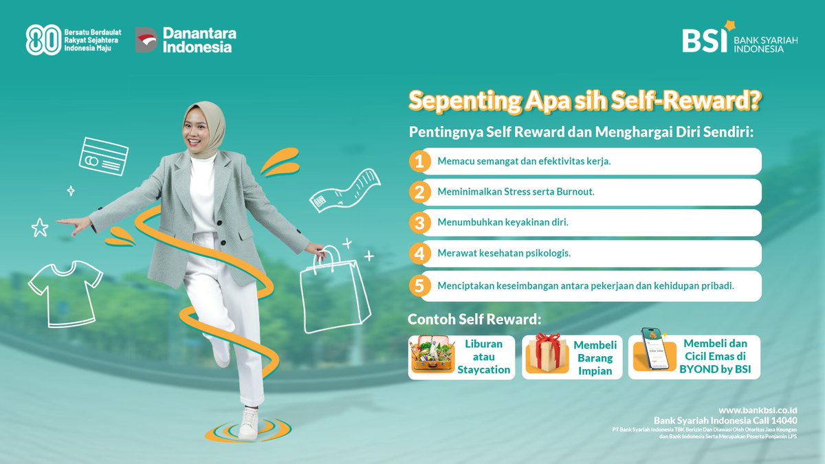 bankbsi_id's tweet photo. Assalamu’alaikum, Sahabat Syariah!

Kadang kita terlalu sibuk mengejar target sampai lupa memberi jeda untuk menikmati hasilnya.

Sesekali, luangkan waktu untuk memanjakan diri entah lewat liburan singkat, membeli sesuatu yang sudah lama diidamkan, atau membeli dan Cicil Emas di BYOND by BSI.

Bukan sekadar memuaskan keinginan, tapi juga bentuk apresiasi atas usaha dan kerja keras kita.

#BankSyariahIndonesia #BeyondSyariahBanking