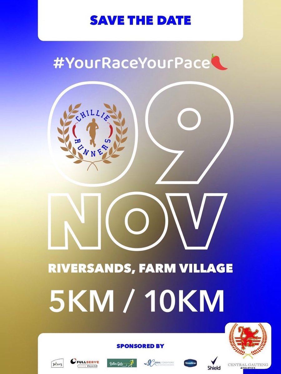 ChillieRunners's tweet image. Mark your calendars 🗓️ The hottest 5/10km race is BACK! 🌶️ Last year was 🔥 — this year’s BIGGER, BOLDER &amp;amp; SPICIER! 

📍 9 Nov 2025 | Entries open soon. Don’t miss your spot at the start line! 🌶️

#YourRaceYourPace #LifestyleChoices #Uyababapelepele #ChillieRunners