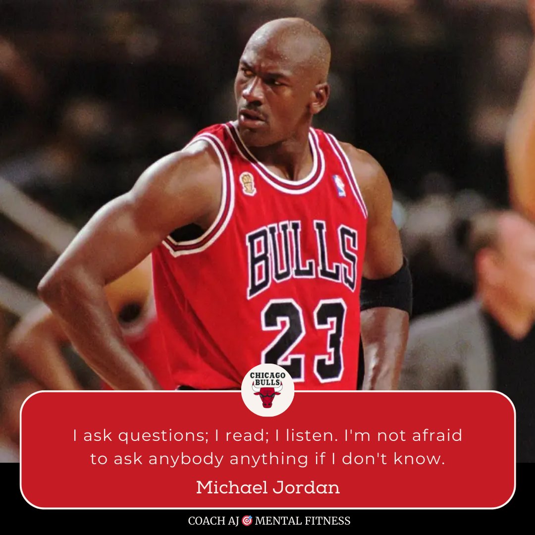 Coach AJ 🎯 Mental Fitness (@coachajkings) on Twitter photo 1: Stay Curious Always
Michael Jordan said, "I ask questions; I read; I listen. I'm not afraid to ask anybody anything if I don't know."
Humble people live with a beginner's mindset.
They accept that they don't know everything and there's always something to learn. 1: Stay Curious Always
Michael Jordan said, "I ask questions; I read; I listen. I'm not afraid to ask anybody anything if I don't know."
Humble people live with a beginner's mindset.
They accept that they don't know everything and there's always something to learn.