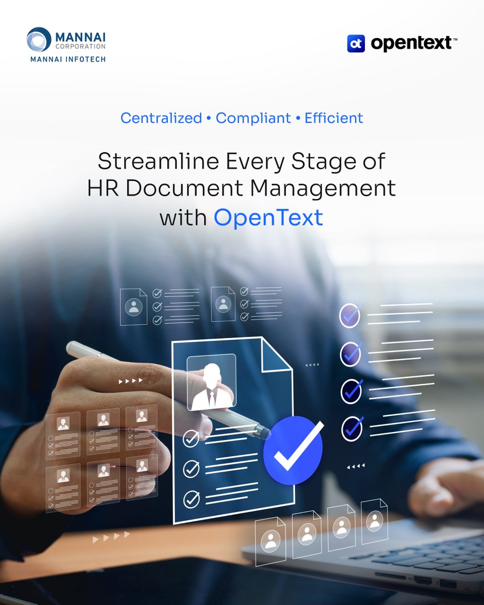 Mannai InfoTech (@infotechmannai) on Twitter photo 📂Streamline HR Docs with #OpenText HR Workspace
💻Integrated with #Oracle & #SAP, it centralizes employee docs for secure storage, quick access & full governance.
🚀#MannaiInfoTech delivers smooth, compliant & efficient HR ops.
📩 marketing-int@mannai.com.qa
#HRTech 📂Streamline HR Docs with #OpenText HR Workspace
💻Integrated with #Oracle & #SAP, it centralizes employee docs for secure storage, quick access & full governance.
🚀#MannaiInfoTech delivers smooth, compliant & efficient HR ops.
📩 marketing-int@mannai.com.qa
#HRTech