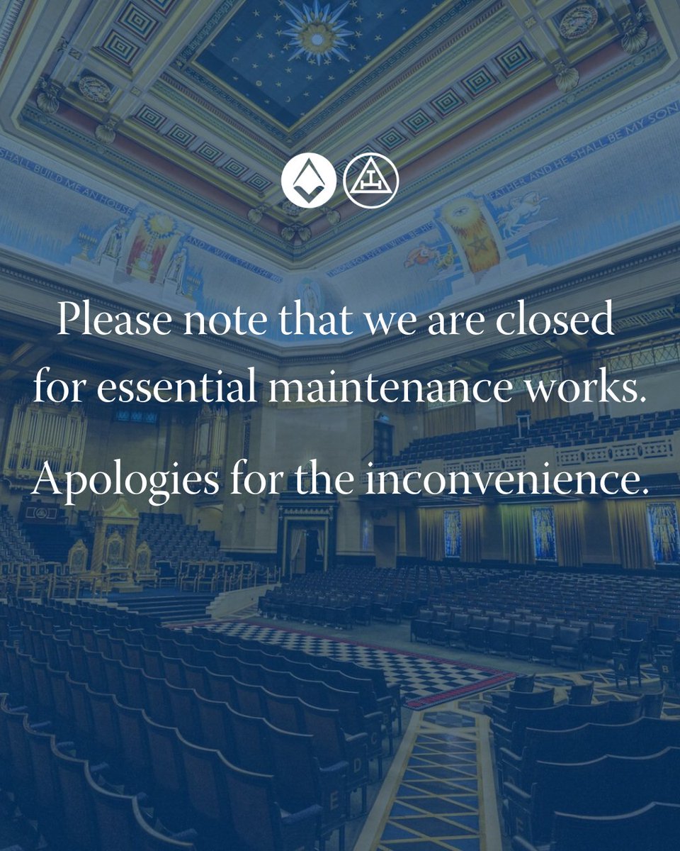 Please note that Freemasons' Hall is currently closed for essential maintenance.

Please keep an eye on our website for updates.

Apologies for the inconvenience.

#Freemasons