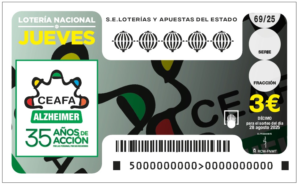 CEAFA (@alzheimerceafa) on Twitter photo #CEAFA será protagonista del décimo de <a href="/loteria_nac/">Lotería Nacional</a> del 28/08/2025
35 años de trabajo contra el #Alzheimer y en apoyo a las personas afectadas, más de 1.2 millones de personas en España y casi 5M si contamos a las familias.
➡️ceafa.es/es/que-comunic…
<a href="/loterias_es/">Loterías del Estado</a>
#35añosCEAFA #CEAFA será protagonista del décimo de <a href="/loteria_nac/">Lotería Nacional</a> del 28/08/2025
35 años de trabajo contra el #Alzheimer y en apoyo a las personas afectadas, más de 1.2 millones de personas en España y casi 5M si contamos a las familias.
➡️ceafa.es/es/que-comunic…
<a href="/loterias_es/">Loterías del Estado</a>
#35añosCEAFA
