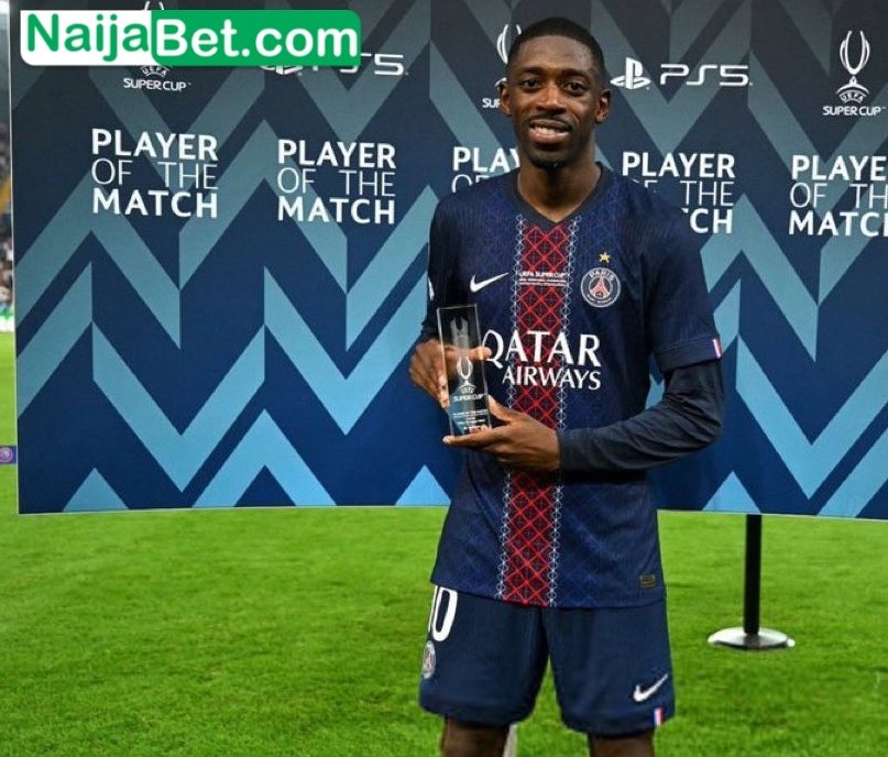 NaijaBet's tweet image. Ousmane Dembele player of the match in the UEFA Super Cup finals ✅

#UEFASuperCup #SuperCup #PSGTOT