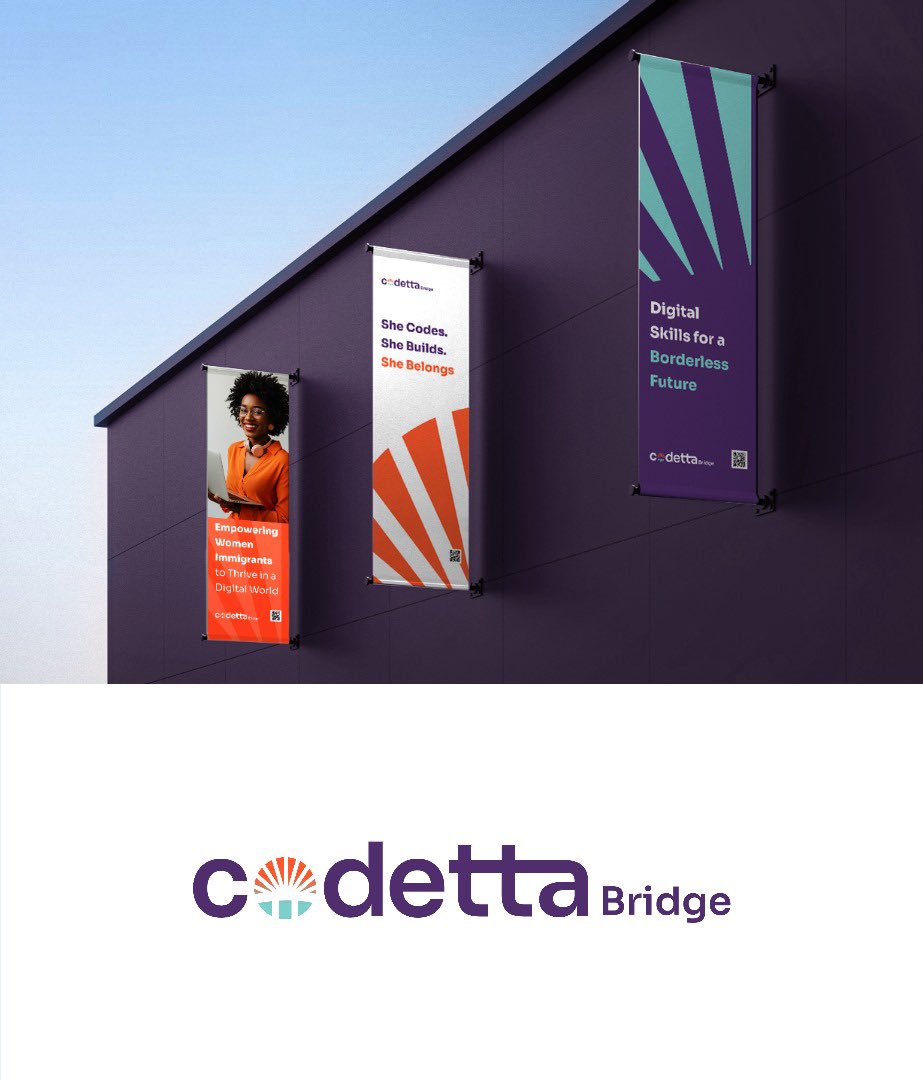 3RIVEON's tweet image. Brand identity project I worked on for Codetta Bridge a transformative initiative dedicated to empowering migrant women through technology, creativity, and connection.
#3riveon #designstudio #logo #branding #brand