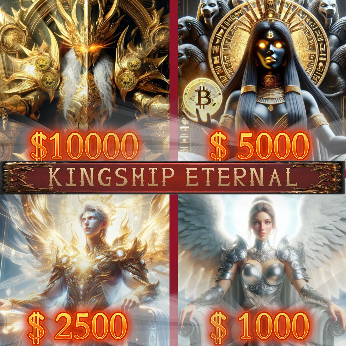 cryptocombaron's tweet photo. 🎉 Kingship Eternal – Official Prize Reveal 🎉

The veil is lifted.
Today we write a page destined to remain in the history of Kingship Eternal.
The prizes, sealed since the beginning of the drop, now find their rightful owners.

🏆 Prizes Awarded:
👑 Kingship Eternal #03 – Salty Apple – $10,000 
💠 Kingship Eternal #123 – Rayquaza – $5,000 
🪽 Kingship Eternal #755 – Mr MaGiC HaT – $2,500 
🪽 Kingship Eternal #10 – Quintana2 – $1,000 

🏅 Winners: Please contact me on X (@cryptocombaron) to arrange delivery of your prizes.
These names and numbers will become part of the collection's legend, symbols of trust, courage, and dedication.

🙏 To our entire community: thank you for making this journey unforgettable.
The Kingship Eternal saga is just beginning…
#KingshipEternal #NFTReveal #CryptoComNFT #Web3Collectibles #CRORewards #NFTCommunity #DigitalArt