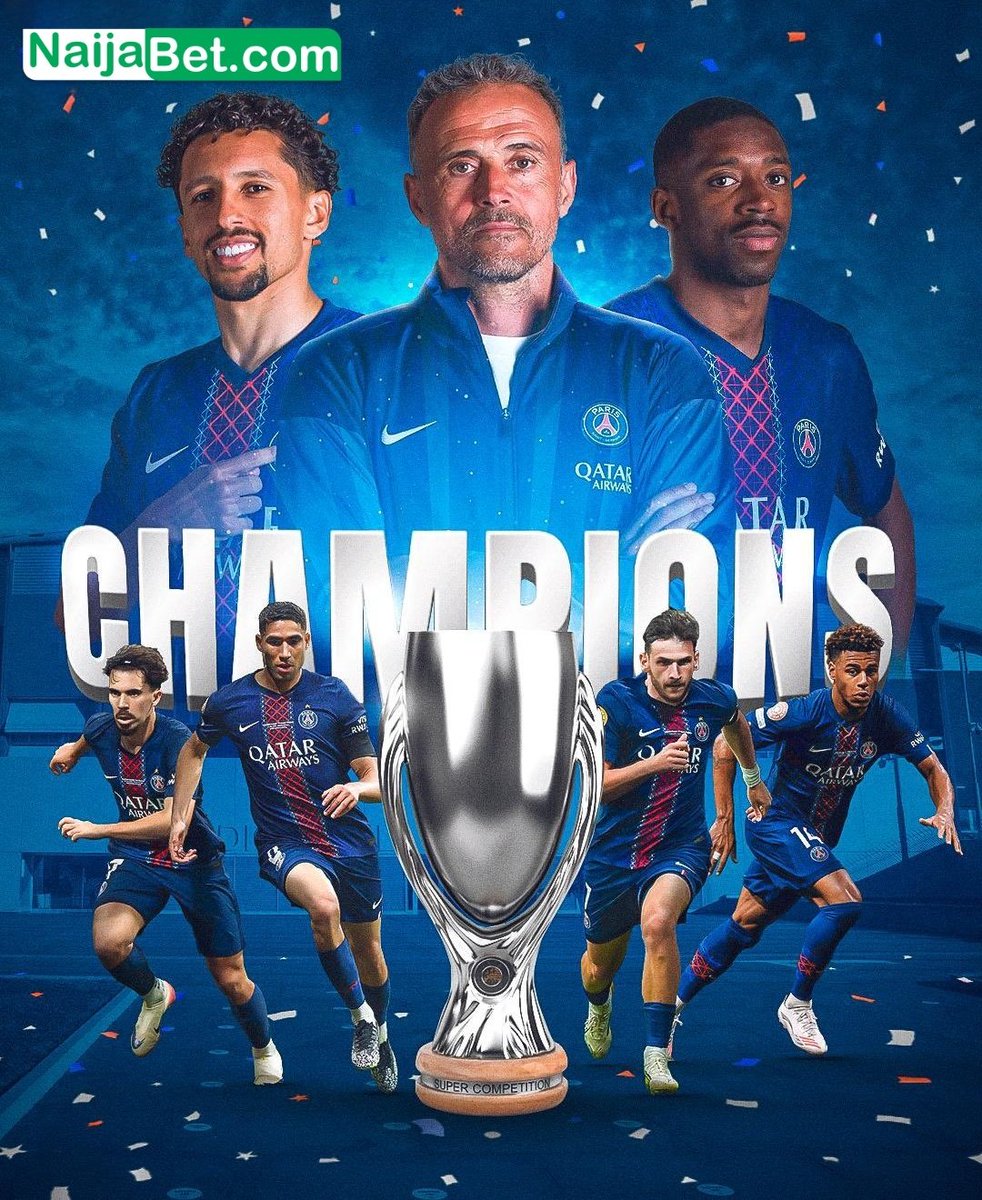 NaijaBet's tweet image. Victory is sweet

Another trophy for PSG 🏆🏆🏆

Winning back to back

#PSGTOT #SuperCup #UEFASuperCup #NaijaBet #psgtottenham