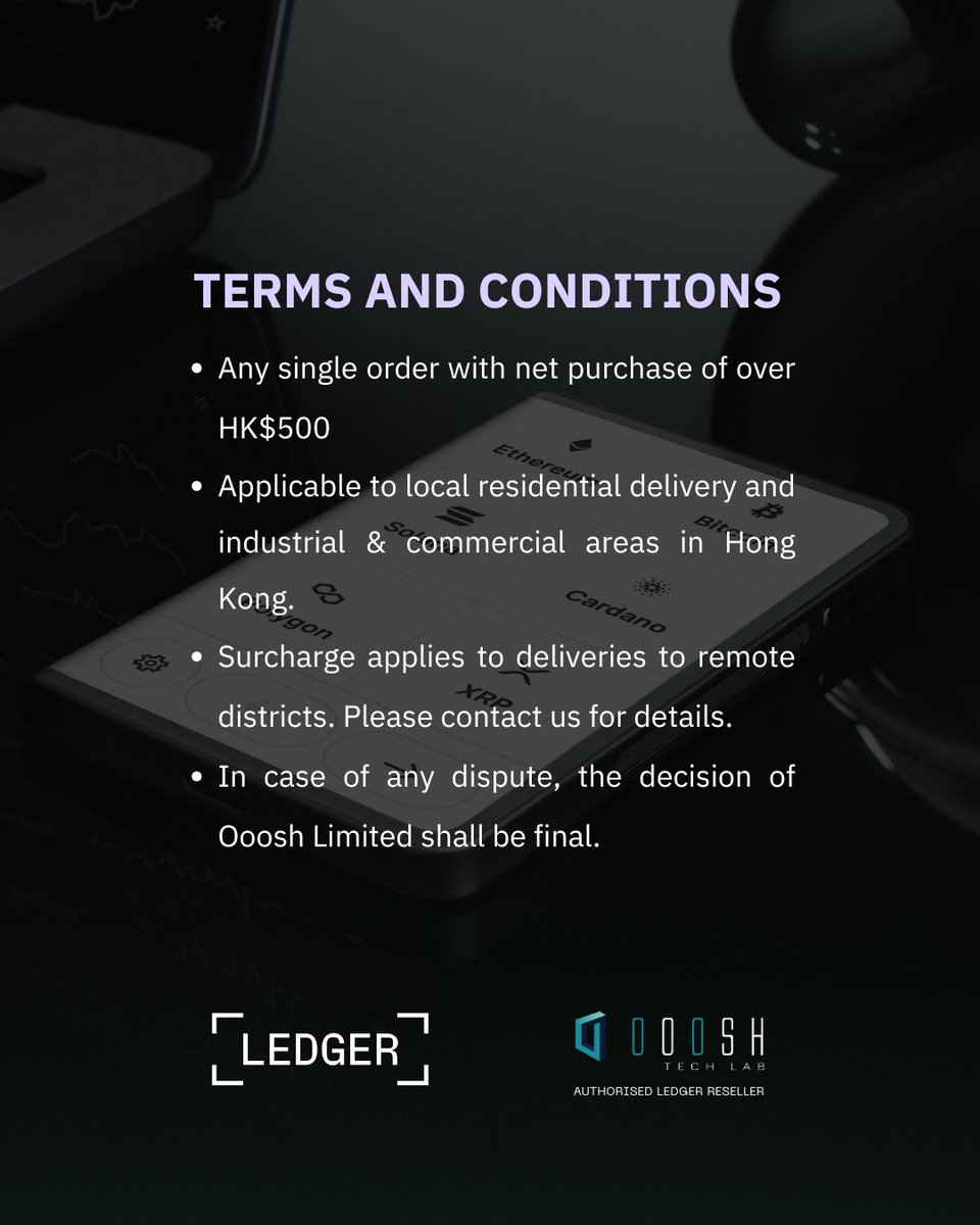 Free Local Shipping! 🙌🏻
Enjoy free SF Express shipping on all Ledger orders over HK$500! We’ll ship your order within 1-2 business days after payment.

*Note: Free shipping is only applicable to local residential delivery and industrial &amp; commercial areas in Hong Kong. Surcharge
