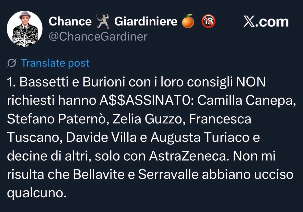 Ecco la macchina del fango della politica #novax italiana. Quella stessa politica che ha messo in difficoltà tutta la comunità scientifica italiana con nomine imbarazzanti. Definire assassino un medico e’ reato. Anche di questo se ne occuperà la magistratura. Gli italiani stanno