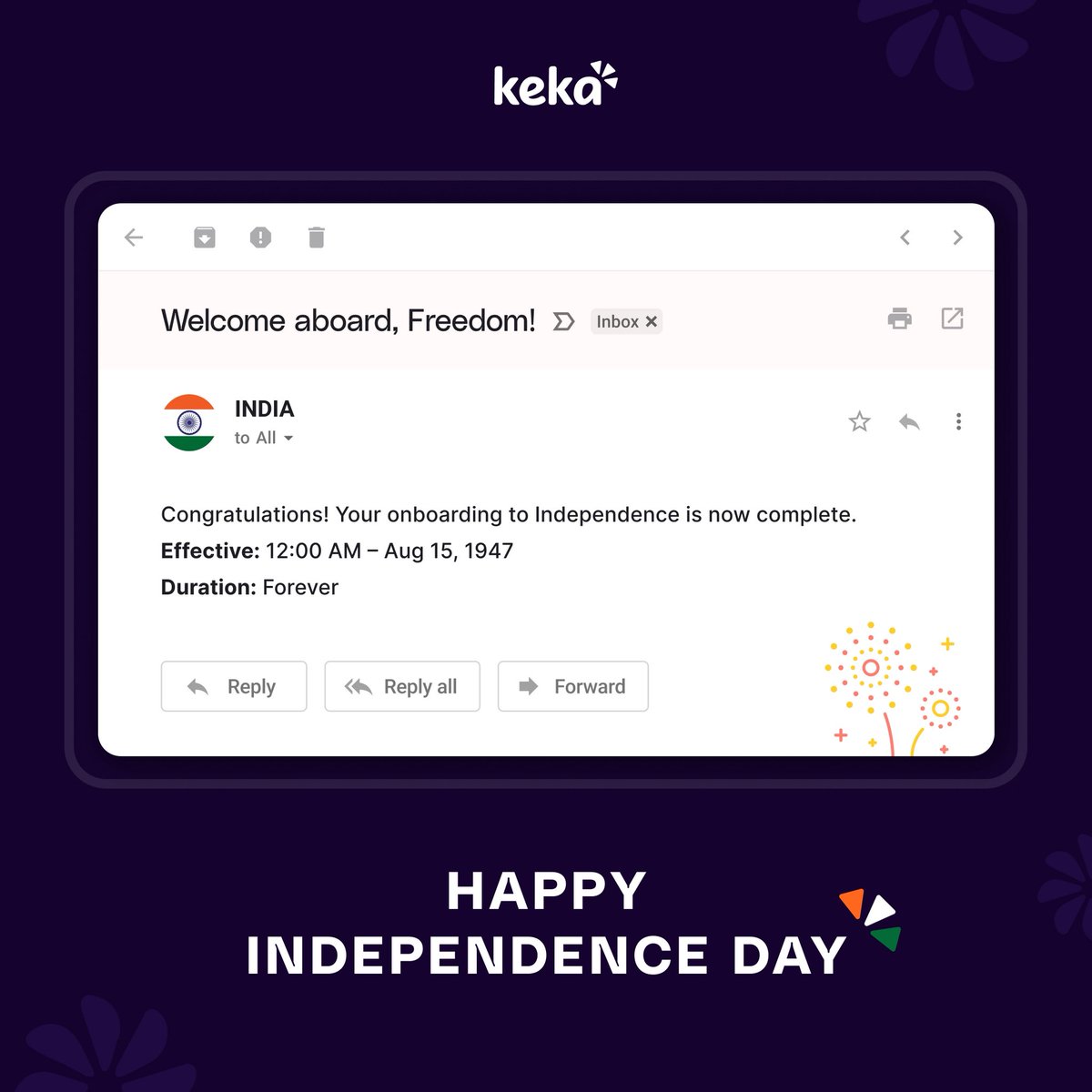kekahr_official's tweet image. Wishing everyone a thoughtful and empowering Independence Day. At Keka, we honour freedom, resilience and opportunity — values that guide our work to create people-first workplaces across India 🇮🇳 

#IndependenceDay #Keka #HRTech