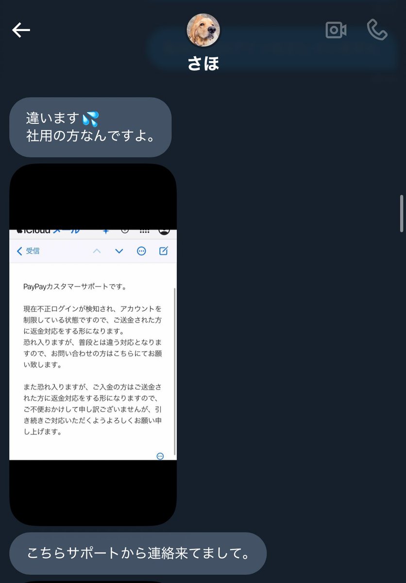 occc369's tweet photo. こちらの続きで、このような形で最初は自分の携帯番号を伝えられたのですが、そちらの番号のpaypayが不正アクセスがあったため社用の携帯の方にpaypayを送金しろと言われました。

他にも態度が豹変したのかわかりませんが、
突然このような文書も送られて来ます
すぐに返信も返って来ません https://t.co/7C5Y7CC18B