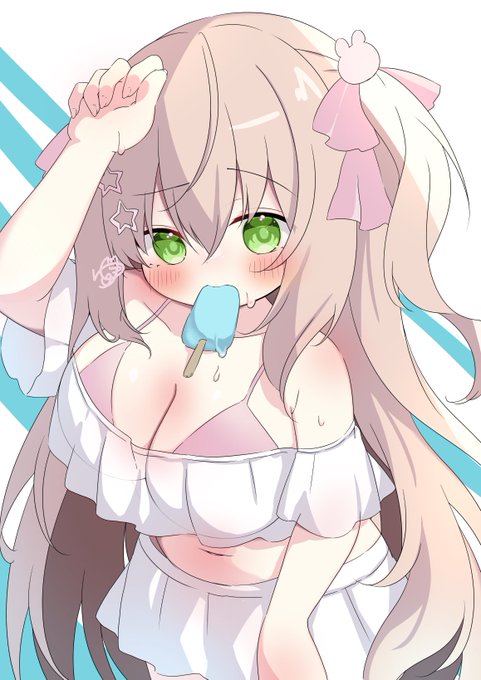 あつ〜…🍨🤍

#イラスト 