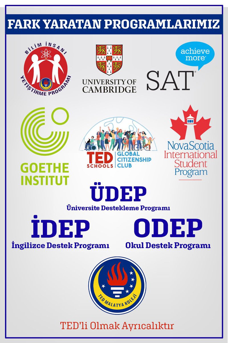 TED Malatya Koleji’nde fark yaratan programlarımızla öğrencilerimizi geleceğe en iyi şekilde hazırlıyoruz.Bilimden sanata,yabancı dillerden uluslararası programlara kadar geniş bir yelpazede sunduğumuz özel desteklerle öğrencilerimizin potansiyellerini en üst seviyeye çıkarıyoruz