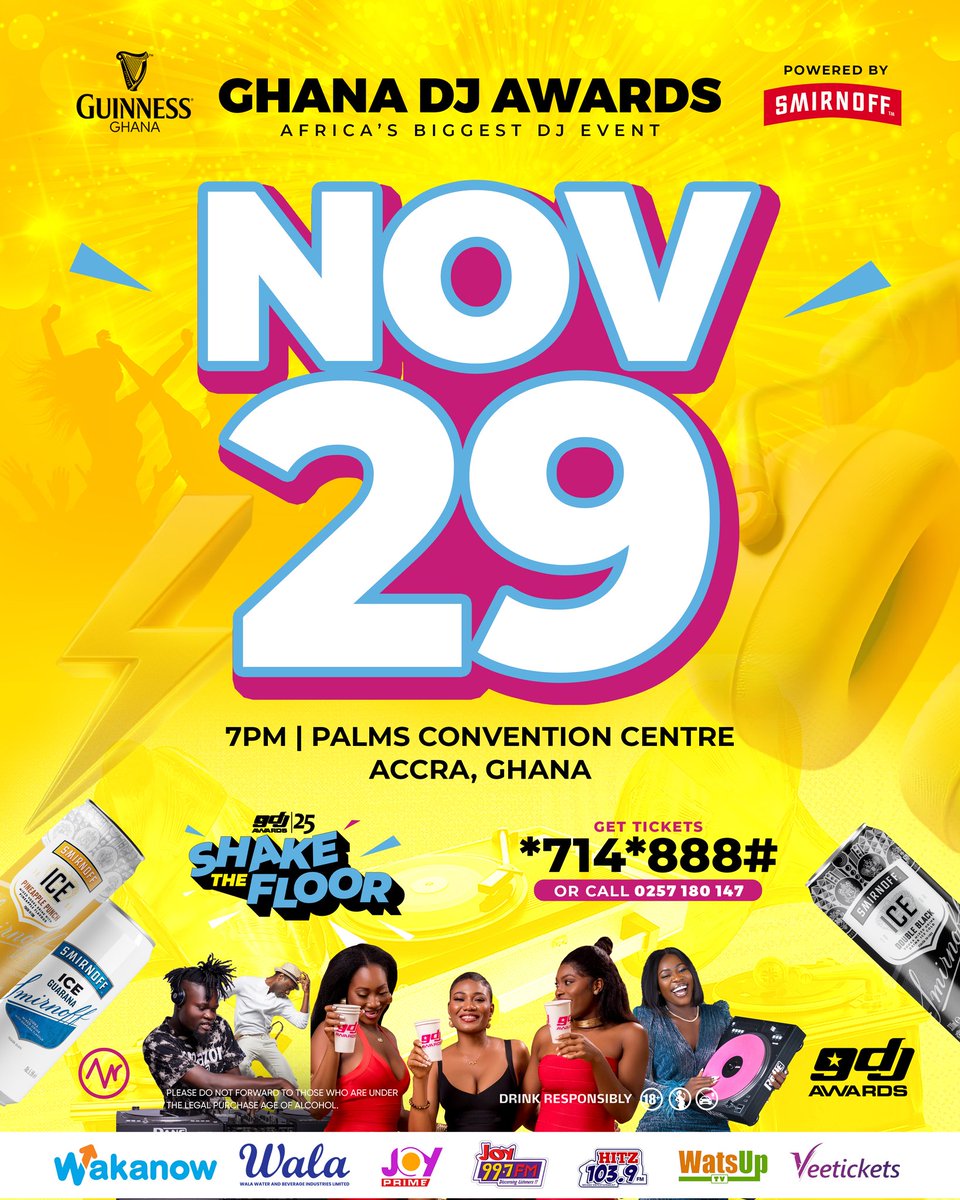 Turn Up! Turn Up! Turn Up! 🥳 This is going to be massive. Make sure you get your ticket early ⏰  #GuinnessGhanaDJAwards25
@Smirnoffghana
<a href="/MerquryRepublic/">Merqury Republic</a> 
<a href="/merquryquaye/">Merqury Quaye Live</a>