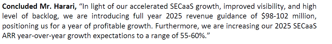MinotaurStocks's tweet photo. $ALLT raising SECaaS guide from "around 50% or more" to 55 - 60%, and reinstating annual revenue guidance given its "high level of backlog." The first partial quarter of $VZ My Biz drove record SECaaS revenue and ARR dollar growth and 20pts of growth rate acceleration to 73% https://t.co/jczjuuEPwK