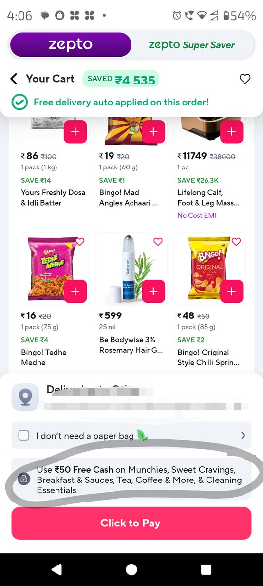 sai4sucess's tweet photo. Hi #zepto
Planned to purchase gold/Silver coin in Zepto for my sister on the occasion of raki, so I loaded my 10k zeptogift card to ZeptoCash(no ware they mention limited to few products ) .However, when I try to purchase the coin I am unable to see the Zepto Cash option.Plz help https://t.co/xW0E9uzEO5