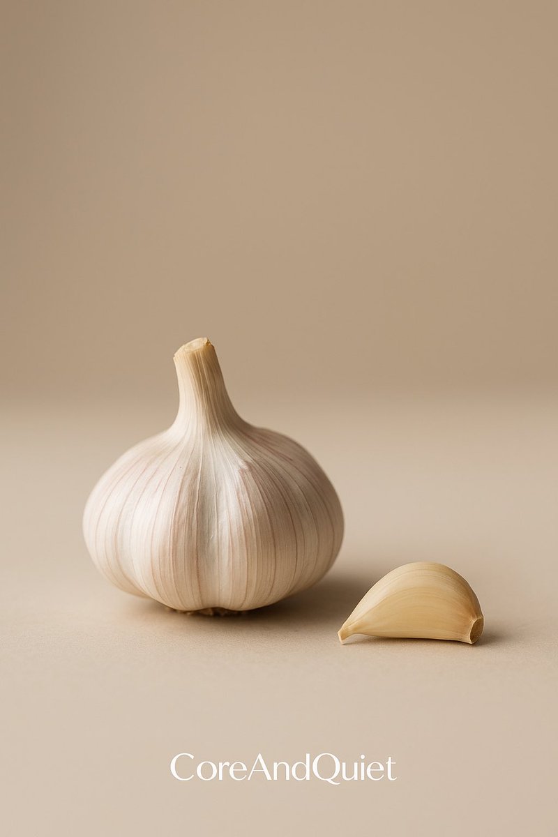 coreandquiet's tweet photo. 🧄 Truth Thursday:
Garlic doesn’t contain its most powerful compound.
It creates it, only when you damage it.
#TruthThursday #GarlicFacts #HealthScience #WellnessTips #CoreAndQuiet https://t.co/BCNkA1A32g