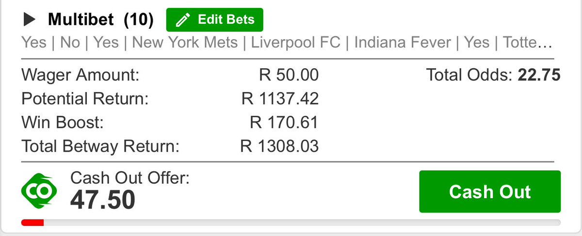 🔥 10 bets, 22.75 odds 🔥
Mzansi, edit as you wish 🧡🧡

Old app code       BWA9D5546 
New app code     BWA9D5840

betway.co.za/bookabet/BWA9D…

new.betway.co.za/?bookingCode=B…