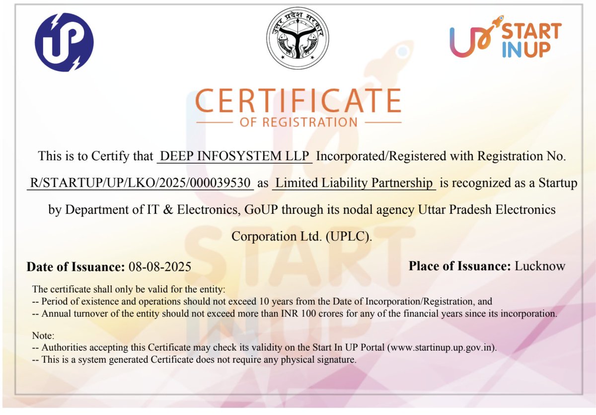 DeepInfosystem's tweet photo. Celebrating our StartinUP Recognition certification! 💫 👏 🙌 @DeepInfosystem 

✅ Remote IT Support
✅ Google Workspace support 

#StartinUP #StartinUPCertificate #Incubation #InnovationEcosystem #UPITandElectronics #DeepInfosystem #ITSupport #GlobalRemoteSupport #Freelancer https://t.co/oLawNsGyzw