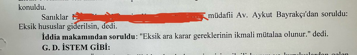 Dosyanın yönünü değiştirdiğim o meşhur tek cümlem; “ Eksik hususlar giderilsin ”