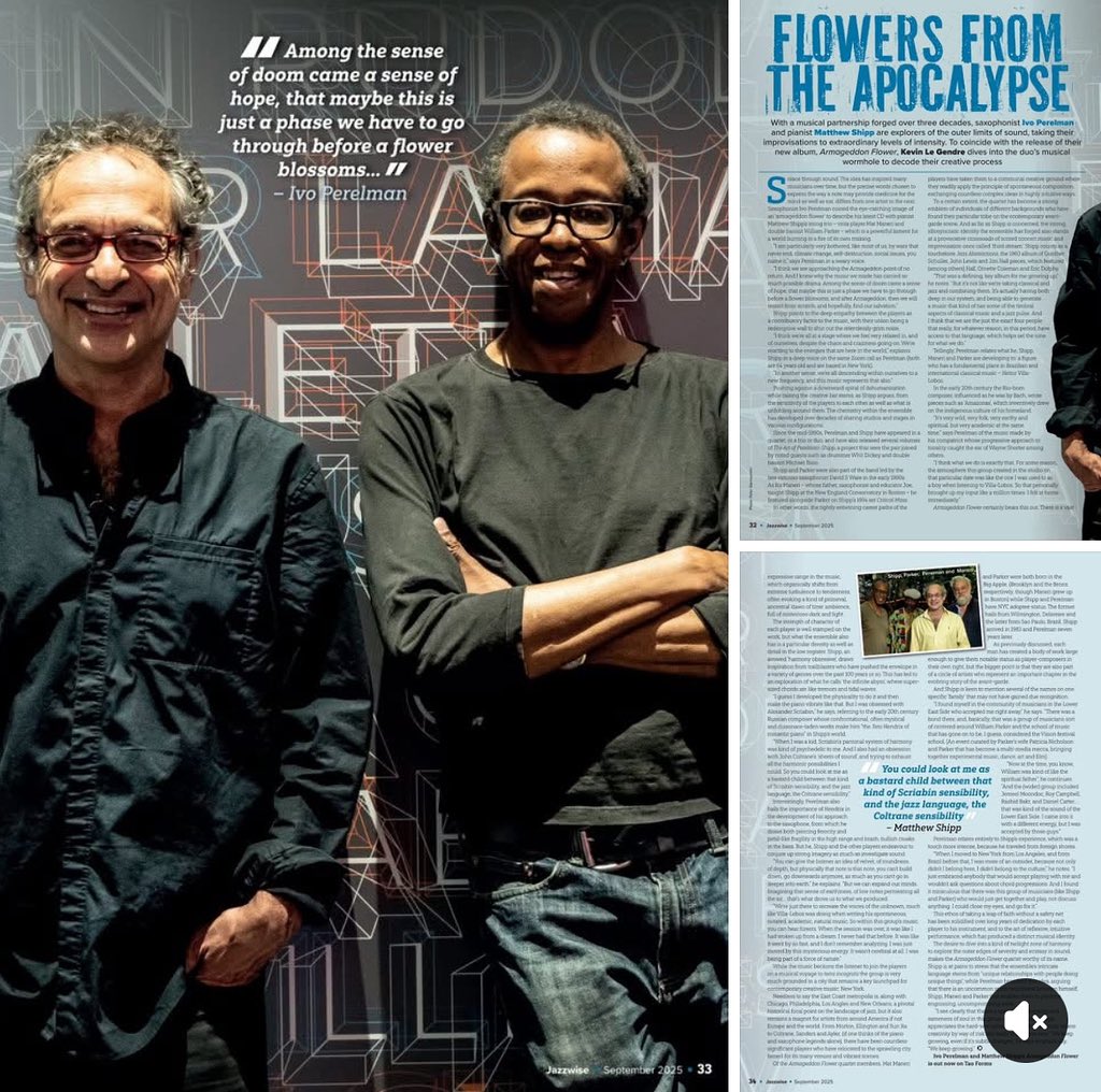 With a musical partnership forged over three decades, saxophonist Ivo Perelman and pianist Matthew Shipp are explorers of the outer limits of sound, taking their improvisations to extraordinary levels of intensity. To coincide with the release of their new album, Armageddon