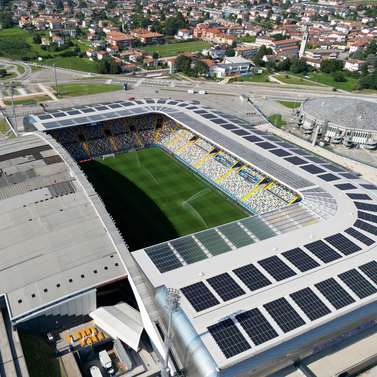 CaptKigen's tweet photo. 🌍 Did you know? Last night's #SuperCup was played in one of football’s greenest stadiums.

Udinese's Stadio Friuli’s 2,409 solar panels generate enough renewable energy to power the venue all year. https://t.co/x2PJOER5xb