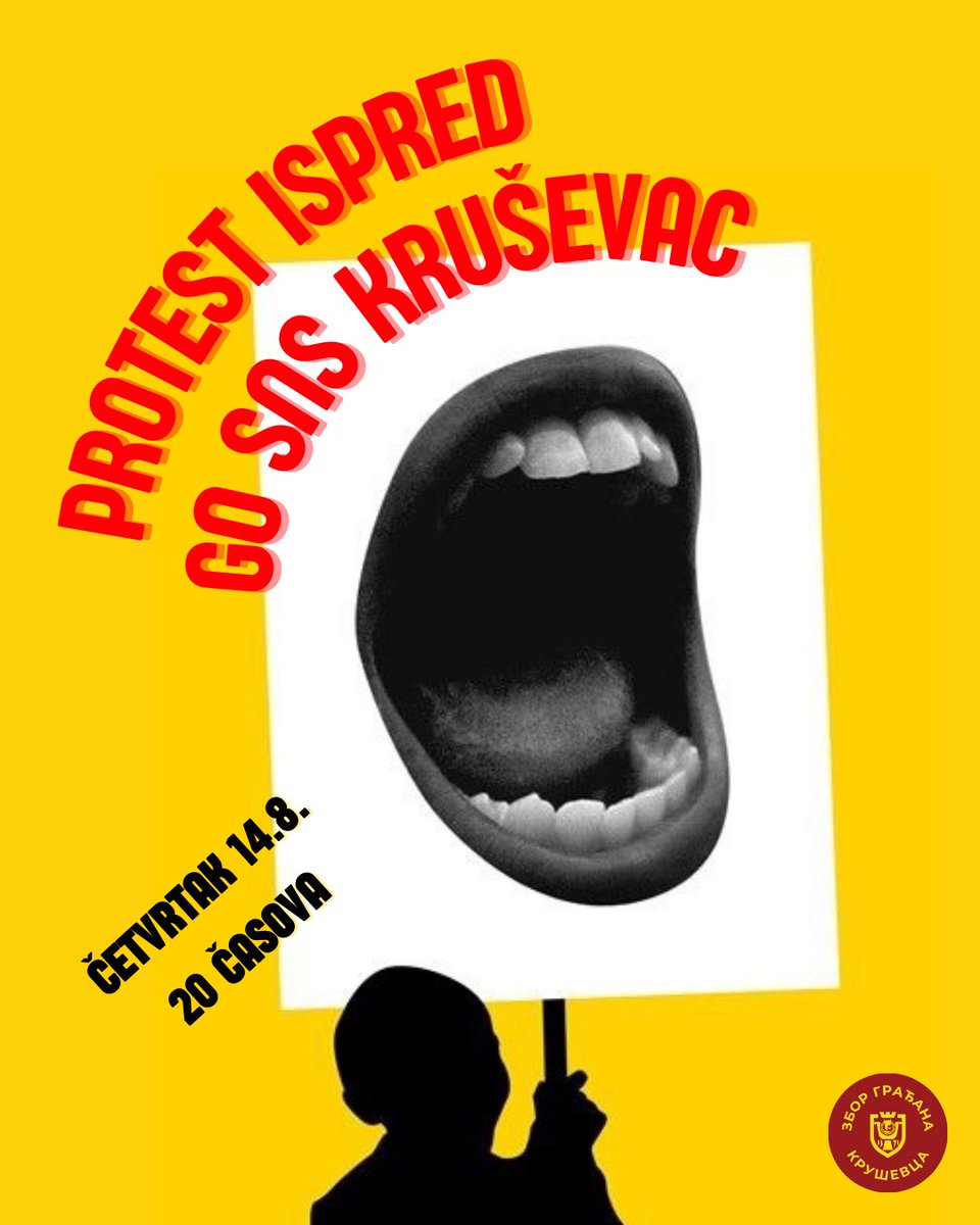 Okupljanje na Trgu kosovskih junaka u 20 časova, a potom zajedno idemo u šetnju do GO SNS Kruševac!

Vidimo se!