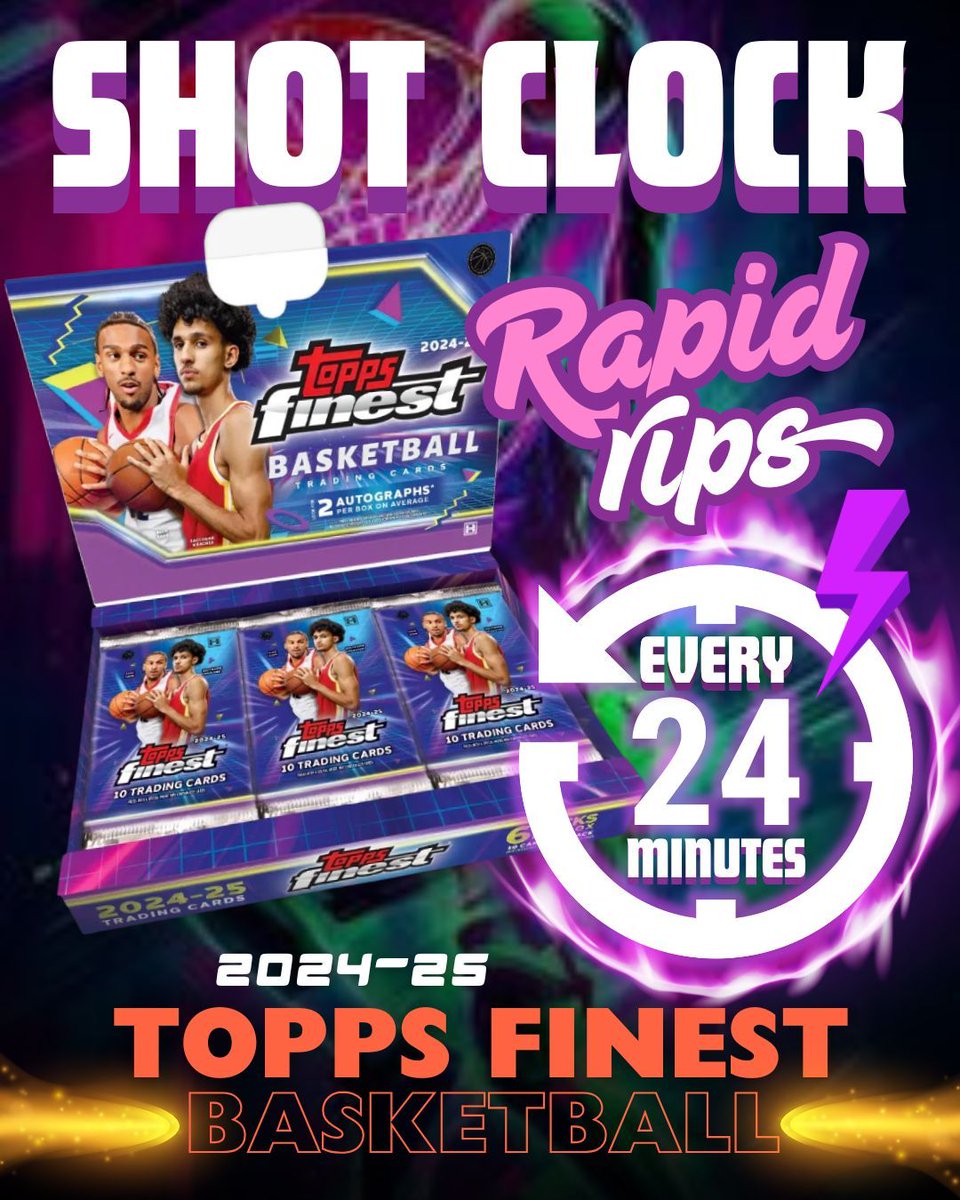 🔥 The Court Just Got Finer! 🔥

The 2024/25 Topps Finest Basketball is here — packed with sleek chrome designs, sharp refractors, and rookies ready to shine. 🏀✨
Join us on Fanatics LIVE NOW for Rapid Rips every 24 minutes and your shot at the finest hits of the season! 💎

Rip