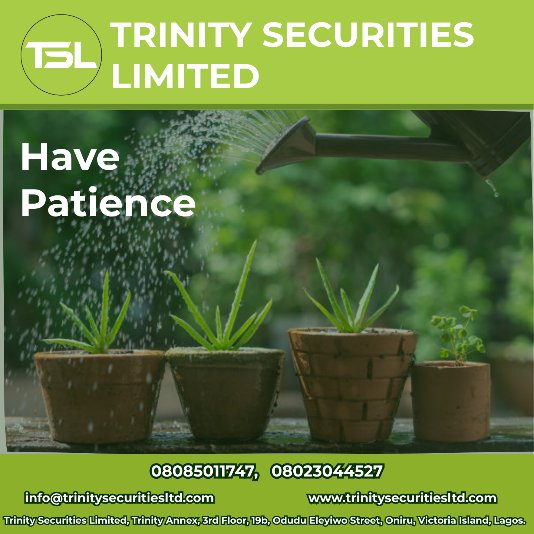 tslimited_'s tweet photo. Patience is the investor’s superpower. 🧘‍♂️ Great returns take time, stay disciplined and let your investments grow.

#PatiencePays #LongTermInvesting #TrinitySecurities #InvestorPatience #SlowAndSteady #FinancialDiscipline https://t.co/hUzsdMV7h6
