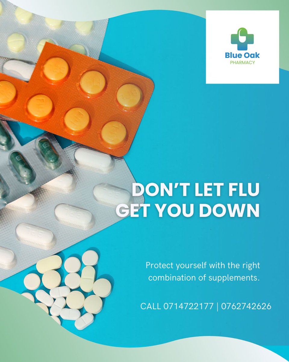 BlueOakPharmacy's tweet photo. Boost your defense this cold season with our supplements.

Call to order now  0714722177 | 0762742626 https://t.co/JxmXIaZoO3