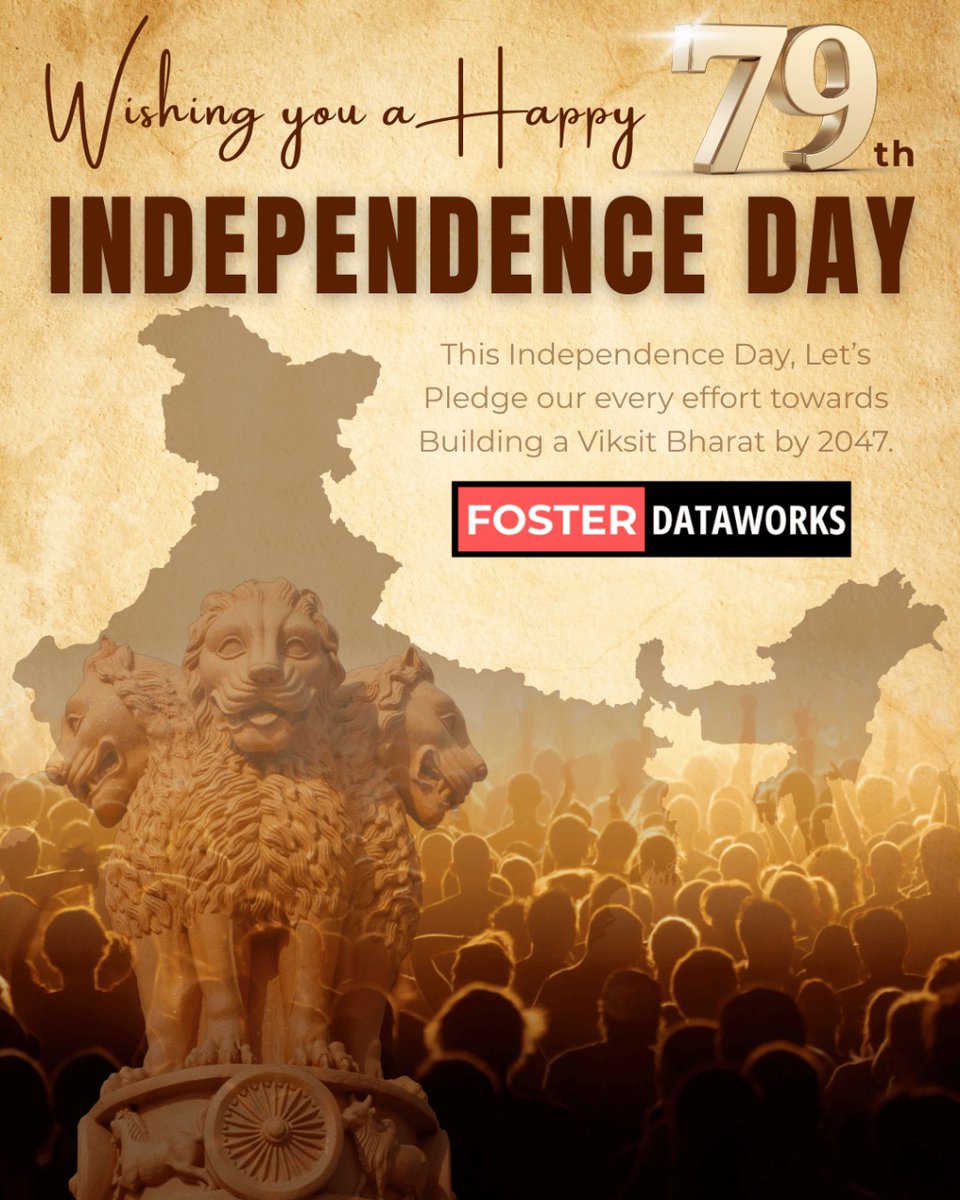 FDataworks's tweet photo. 🇮🇳 79 years of freedom. One nation, one vision — a stronger, smarter, digital India.

✨ 𝗛𝗮𝗽𝗽𝘆 𝗜𝗻𝗱𝗲𝗽𝗲𝗻𝗱𝗲𝗻𝗰𝗲 𝗗𝗮𝘆 𝗳𝗿𝗼𝗺 𝗙𝗼𝘀𝘁𝗲𝗿 𝗗𝗮𝘁𝗮𝘄𝗼𝗿𝗸𝘀!

#IndiaAt79  #DigitalIndia #IndependenceDay2025 https://t.co/ESTxD9nLJX