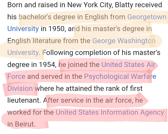 CultureNot4Sale's tweet photo. Assyrian demonology became a household topic following a film adaptation of "The Exorcist" novel written in 1971 by William Peter Blatty --- a 1st Lt. USAF psyops officer who later joined the "propaganda agency" USIA in Lebanon.
Decolonize your imagination ♡
#narrativewarnotes https://t.co/l40CRJ1nmk