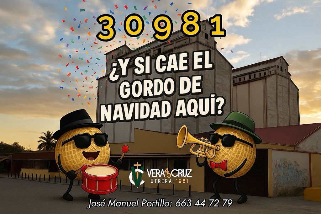ccyttveracruz's tweet photo. | 𝐃𝐄́𝐂𝐈𝐌𝐎 𝐋𝐎𝐓𝐄𝐑𝐈́𝐀 𝐍𝐀𝐕𝐈𝐃𝐀𝐃 | •Ya están disponibles los décimos de la Lotería de Navidad. 

🍀 23€ el décimo, con el número que jugaremos en el próximo sorteo de la Lotería de Navidad: 30981

📲 José Manuel Portillo: 663 44 72 79.

🎺🥁#𝙎𝙪𝙚𝙣𝙖𝙐𝙩𝙧𝙚𝙧𝙖 https://t.co/g63VsJ8w9t