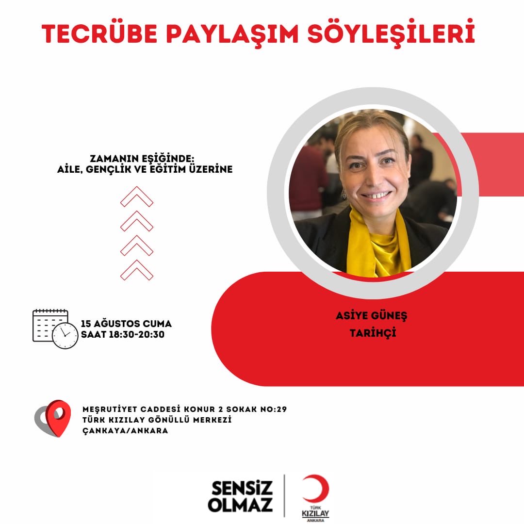Dilek Aydoslu (@dilekay0653) on Twitter photo Tecrübe Paylaşım Söyleşilerinde bu hafta: Aileye gençliğe tarihsel bakış.. Bekliyoruz..<a href="/kizilayankara/">Türk Kızılay Ankara İl Merkezi</a> <a href="/FatmaMericYlmaz/">Prof. Dr. Fatma Meriç Yılmaz</a> <a href="/Kizilay/">Türk Kızılay</a> Tecrübe Paylaşım Söyleşilerinde bu hafta: Aileye gençliğe tarihsel bakış.. Bekliyoruz..<a href="/kizilayankara/">Türk Kızılay Ankara İl Merkezi</a> <a href="/FatmaMericYlmaz/">Prof. Dr. Fatma Meriç Yılmaz</a> <a href="/Kizilay/">Türk Kızılay</a>