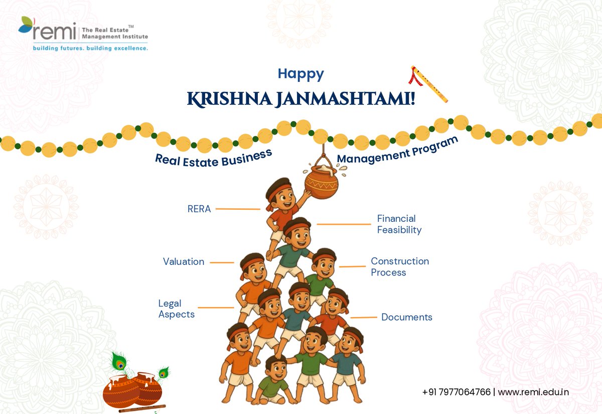 REMInstitute's tweet photo. Wishing everyone a joyous Krishna Janmashtami!
May this auspicious occasion bring happiness and prosperity to your life, and inspire you to reach new heights in real estate. #KrishnaJanmashtami #RealEstate #ManagementProgram #REMI #HappyJanmashtami https://t.co/bGoPiMFbam