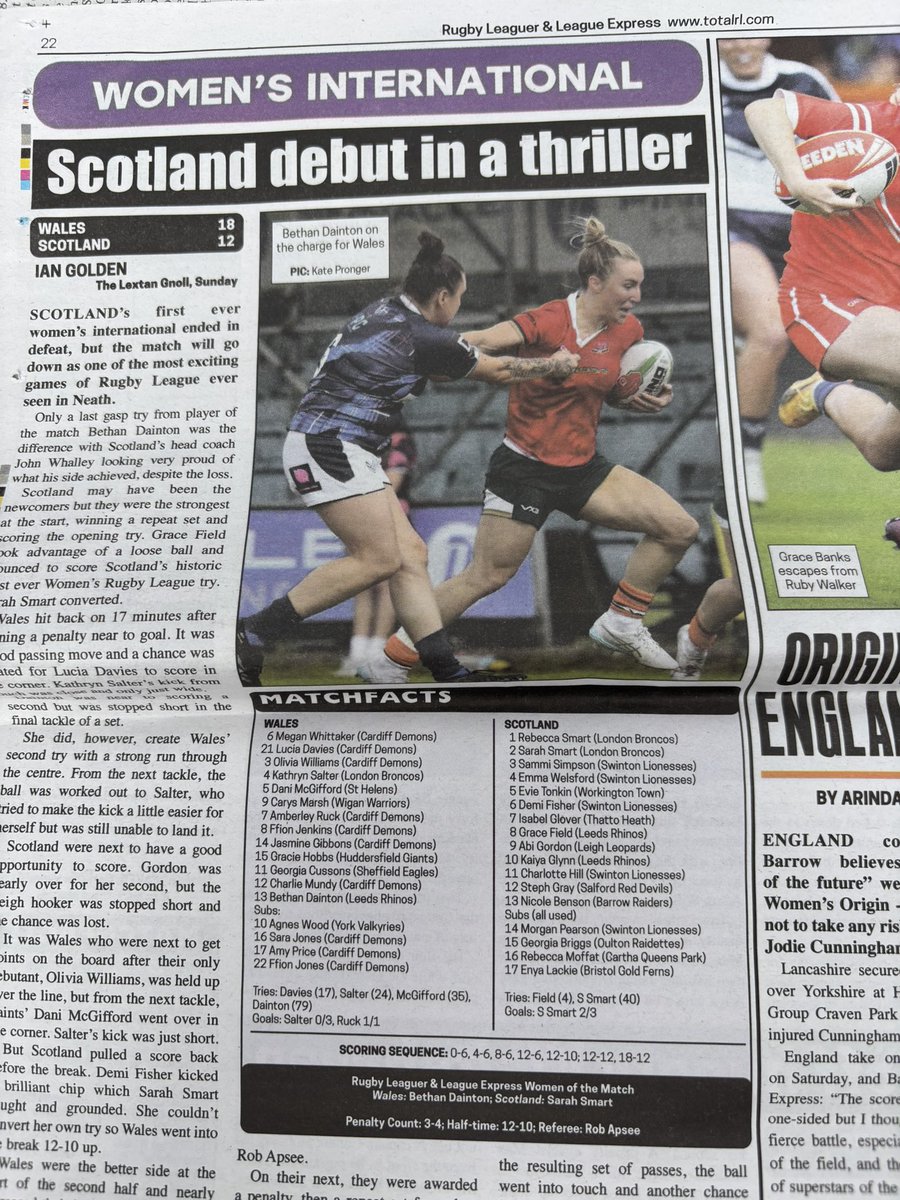 While last week’s game in Neath against <a href="/WalesRugbyL/">Wales Rugby League</a> was rightly called <a href="/scotlandrl/">Scotland Rugby League 🏴󠁧󠁢󠁳󠁣󠁴󠁿</a> first women’s international, pedant readers of Rugby League Bravehearts will tell you it was not their first international match. 1998 at Hillhead in Glasgow👇🏽 (Decent trip for <a href="/EasternRhinos/">Eastern Rhinos Rugby League Club</a> btw)