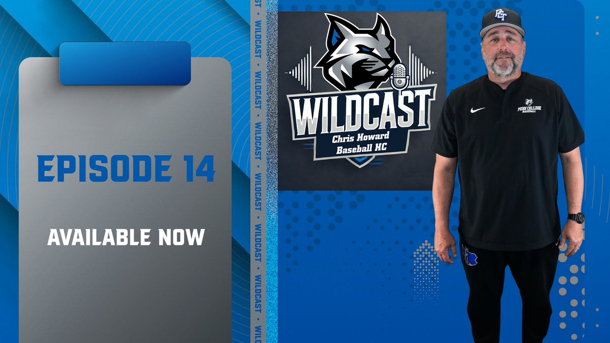 PCTAthletics's tweet image. Out now❗Episode 14 of WildCast featuring Penn College Baseball Head Coach, Chris Howard has dropped. Tune in wherever you get your podcasts to hear about their experiences at Penn College🔊