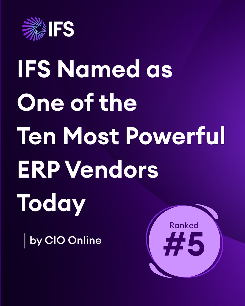 We’re proud to share that IFS has been recognized by CIO Online as a leading force in the ERP landscape with 'a clear vision for AI'.

This reflects our commitment to delivering moments of service through #IndustrialAI. 

📖 Read the full article: ifs.link/UyeXNb