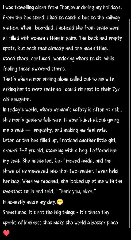 anagha_mangle's tweet image. “One stranger’s small gesture made me feel safer than words ever could.”