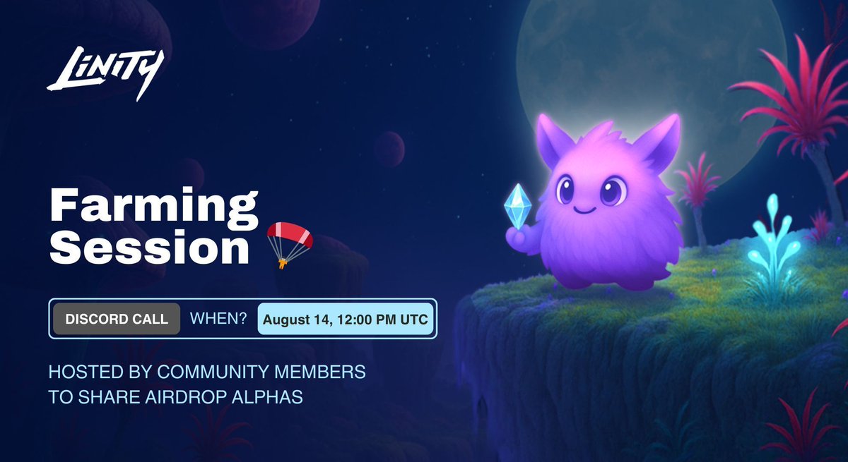 📢 Linity’s community member, Kasra, is hosting a Farming Session in 1 hour!

This time, he’ll cover a high-performance Layer 1 called Monad and its opportunities.

🔔 Join to learn from your fellow Linitians: discord.gg/linity