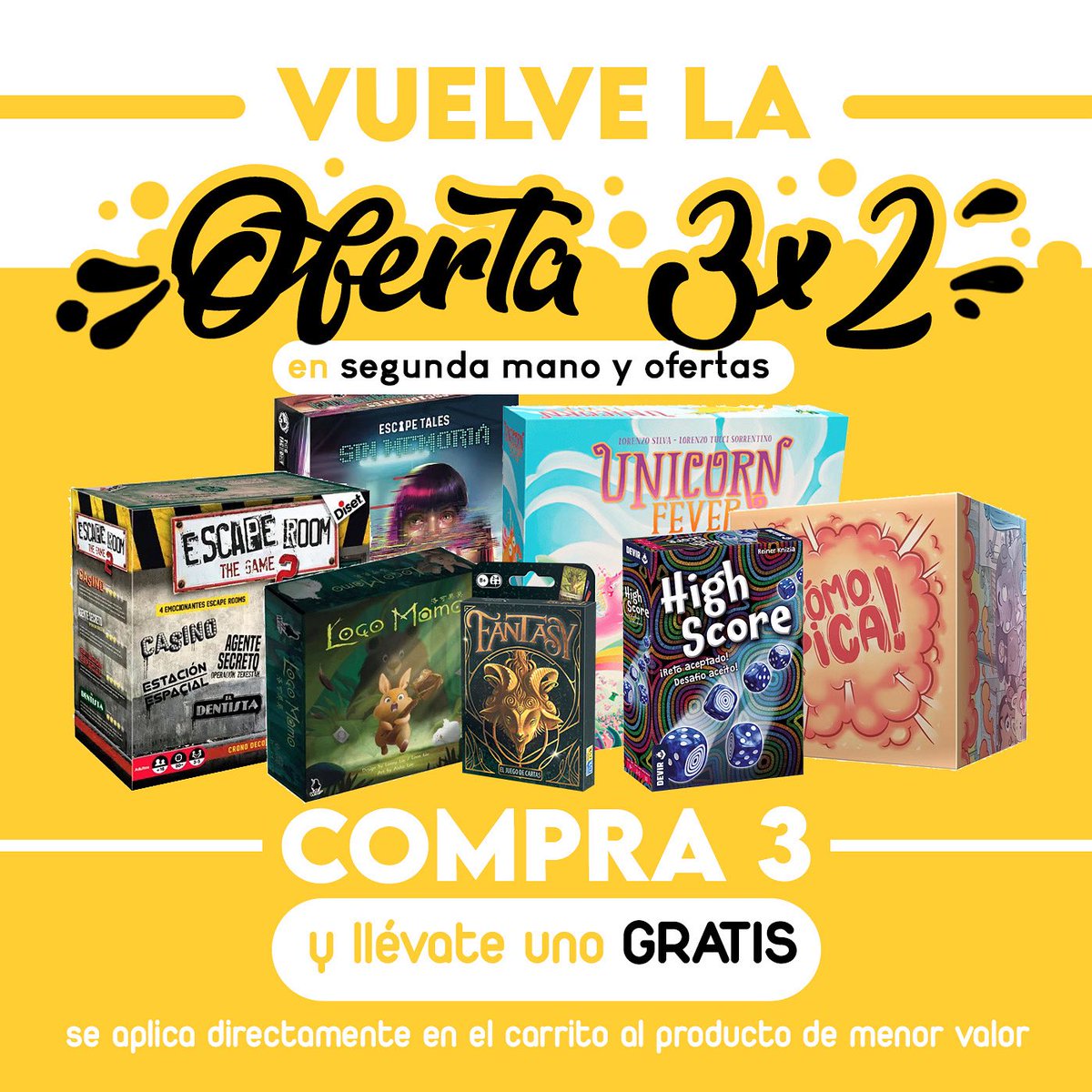 💛 𝗢𝗙𝗘𝗥𝗧𝗔 𝟯𝘅𝟮 en la categoría de segunda mano y ofertas. 

meepletoon.com

Elige y por cada 3 juegos llévate 𝗚𝗥𝗔𝗧𝗜𝗦 el de menor importe.