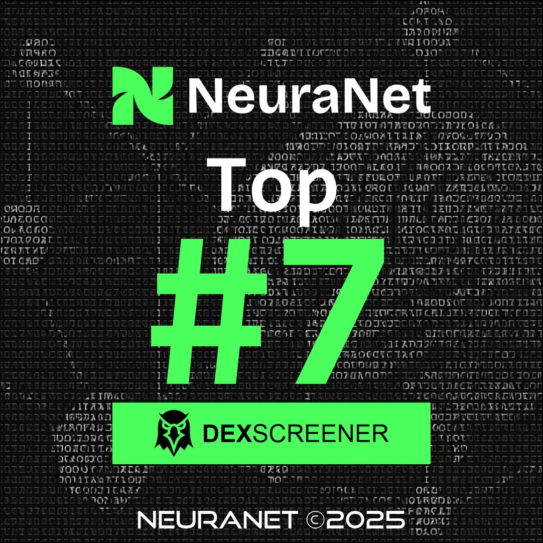 neuranetwork's tweet photo. TOP #7 on Dexscreener and just getting started! $NEURA is the future—fast, powerful, and here to stay. Are you in?

https://t.co/o37D3EEZrv https://t.co/qiY7oEDtD0