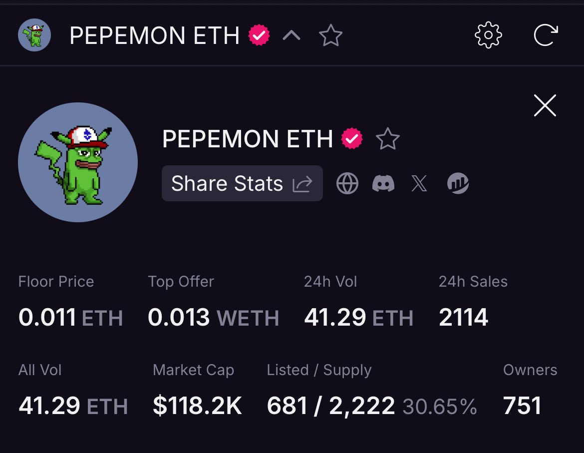 ManFromHell π§π»ββοΈ (@manfromhell_eth) on Twitter photo Fellow <a href="/ETH_PEPEMON/">PEPEMONβ‘οΈ</a> holders, letβs hit 42.69% listings today?
Time to free all the Pepemons - for the culture π€£ Fellow <a href="/ETH_PEPEMON/">PEPEMONβ‘οΈ</a> holders, letβs hit 42.69% listings today?
Time to free all the Pepemons - for the culture π€£