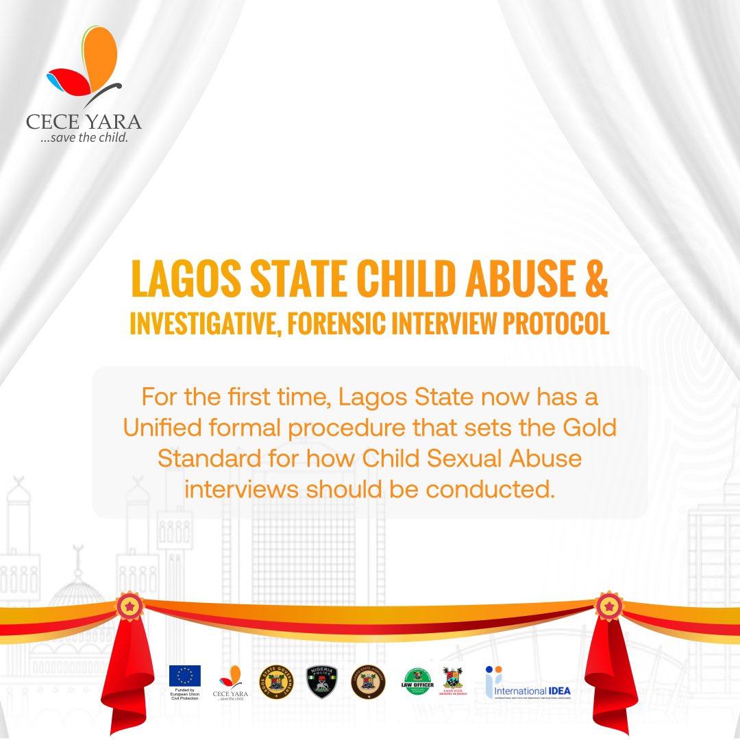 🚨TODAY! A Landmark Moment for Child Protection in Lagos State 

With this step, Lagos State is taking proactive leadership in embracing global best practices to protect our children. This is more than a launch! This is a promise to protect and to deliver justice for every child!