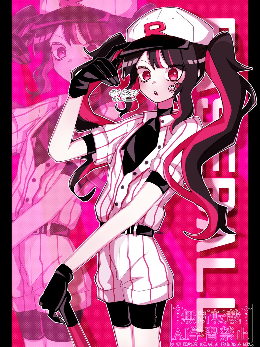 N__N____o's tweet photo. #OC #illustration 🩷⚾️ https://t.co/QlI11H58nk