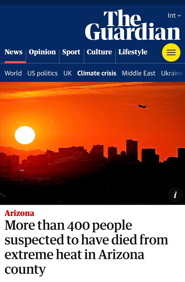 “Heat-related deaths have soared in Maricopa county over the past decade, with 645 in 2023 compared to 61 in 2014. The county has become increasingly unlivable for many amid record-breaking heatwaves driven by the global climate crisis, unchecked urban sprawl and an affordable