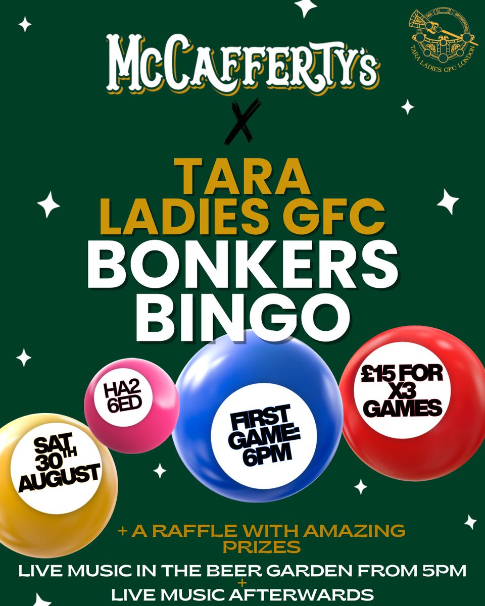 We are hosting a fun-filled BINGO night, so bring your friends &amp; family along!🤹🏻‍♀️

🎟 Raffle tickets will be available to purchase on the night!

This fundraiser is in aid of the club to help with jerseys, pitch hire, future trips &amp; more, so every bit of support counts💚💛