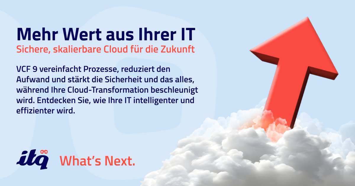 ITQ's tweet image. 🇩🇪 Mehr Anforderungen, weniger Ressourcen? Mit VCF 9  meistern Sie Komplexität, sichern Kontrolle und steigern Effizienz 🚀

Jetzt kostenlose Leaflet herunterladen: itq.eu/de/technologie…

#privatecloud #cloudmanagement #itq